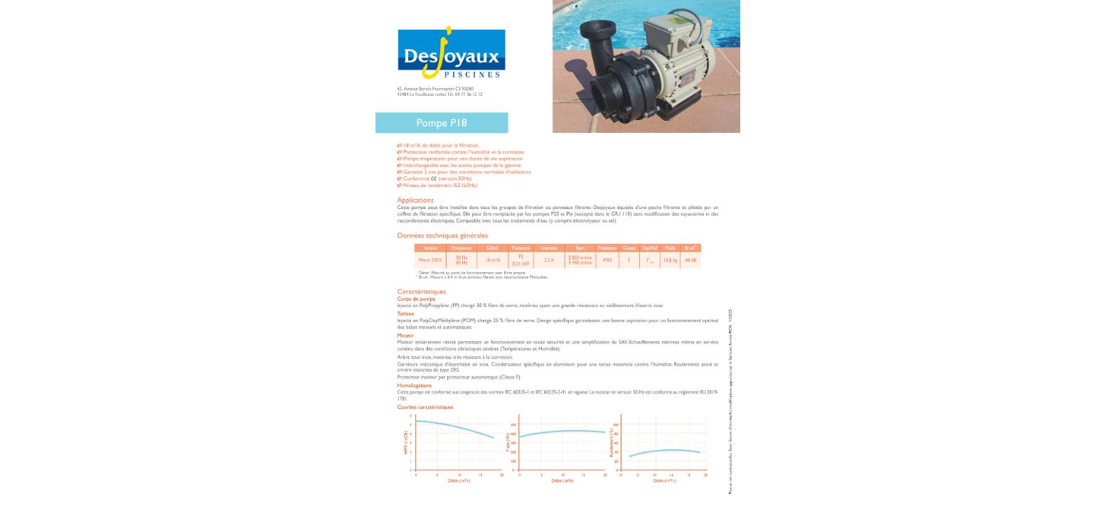 Deckblatt: Technisches Datenblatt — Pompe P18 50 Hz LS